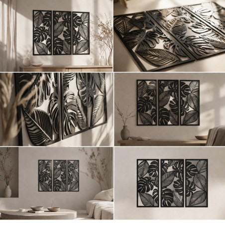 Třídílný obraz monstera pro milovníky přírody - PORFOLT