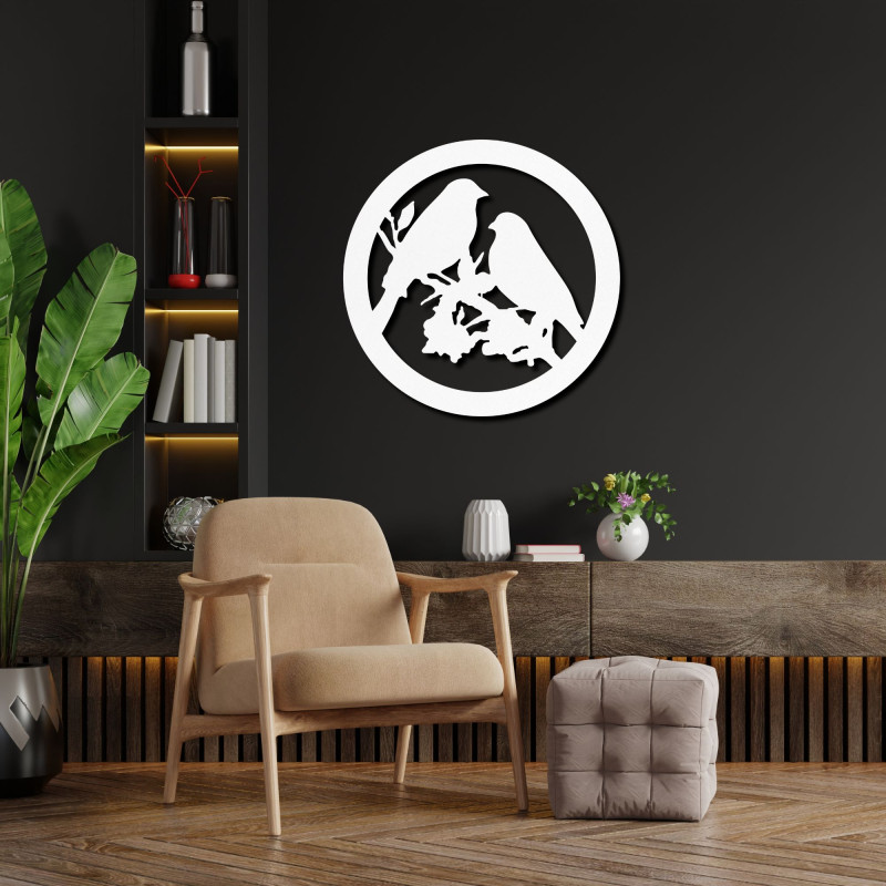 Dřevěný obraz na zeď ptáci na větvi - BIERDO