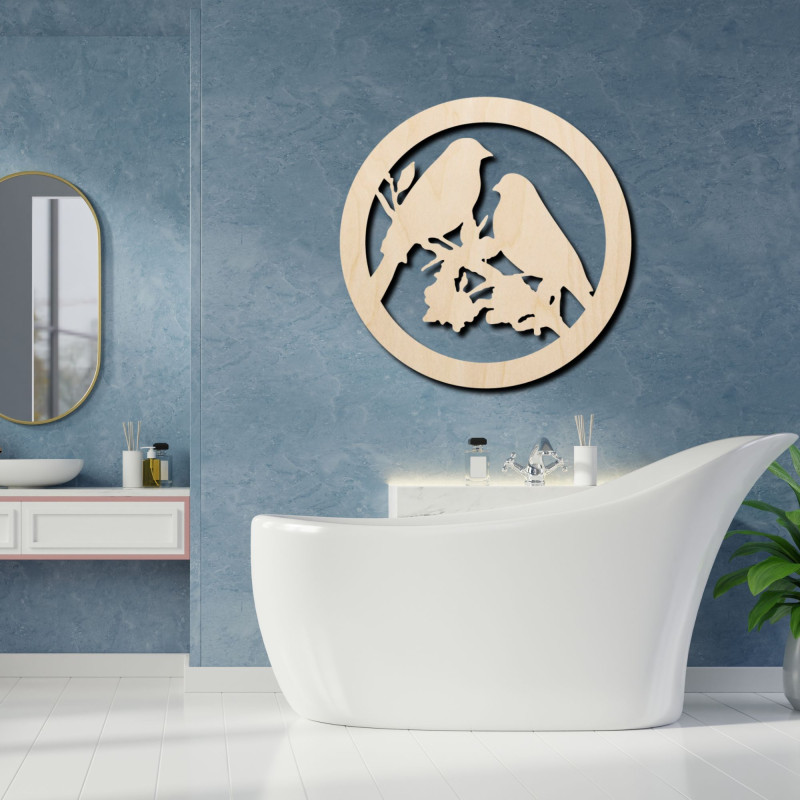 Dřevěný obraz na zeď ptáci na větvi - BIERDO