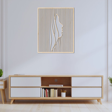 Dřevěná dekorace na zeď silueta ženského obličeje