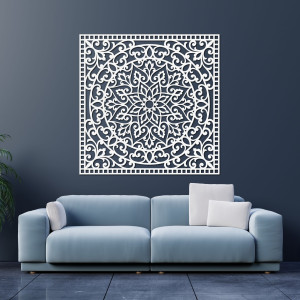 Dřevěný obraz na zeď čtverec - orientální mandala 2