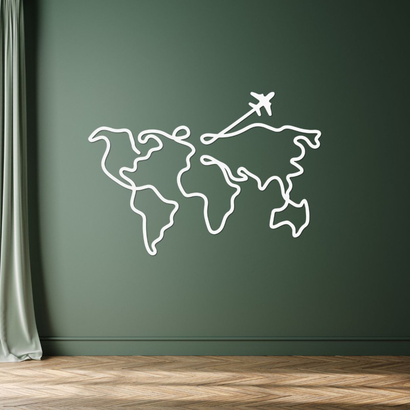 Stylová dřevěná mapa světa jako moderní dekorace do interiéru