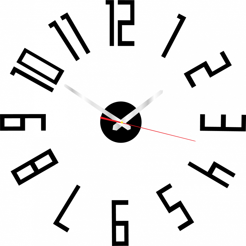 Moderní hodiny na zeď vyrobené z plastu.