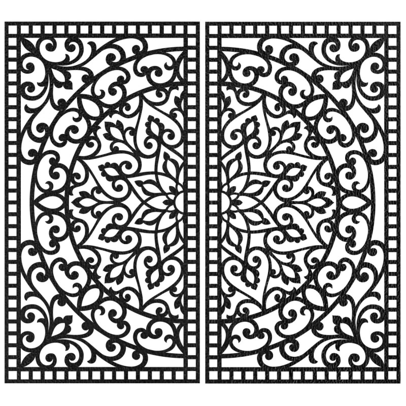 Luxusní 3D diptych s vyřezávaným vzorem mandaly nad designovou komodou v bytě