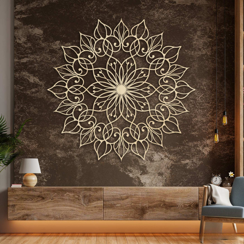 Dřevěná květinová Mandala | Precizní 3D výřez z HDF