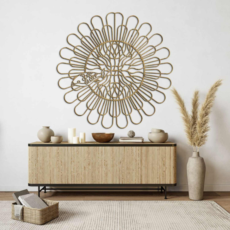 Vyřezávaný 3D obraz mandala ryba čtyřzubec z černé HDF desky