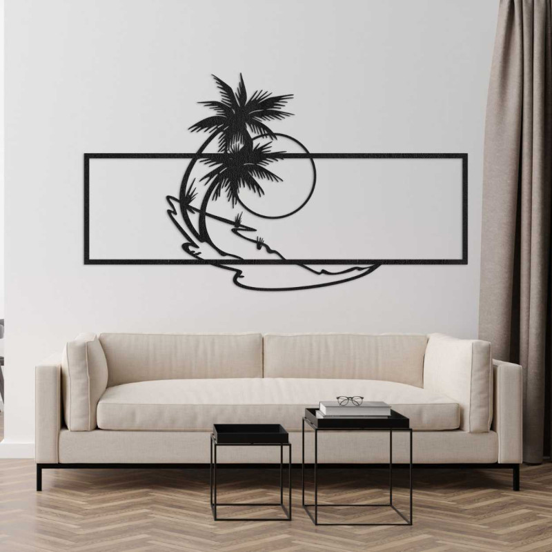 Designový obraz s motivem pláže a palem přináší do interiéru svěžest a jednoduchou eleganci.