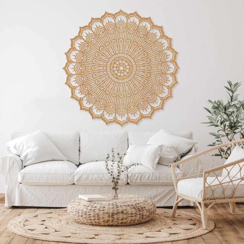 Luxusní 3D Mandala ze dřeva, laserový výřez. Moderní nástěnný ornament v boho stylu pro interiér.