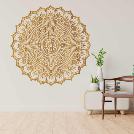 Luxusní 3D Mandala ze dřeva, laserový výřez. Moderní nástěnný ornament v boho stylu pro interiér.