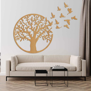 Dřevěný nástěnný obraz Strom života: Rustikální bytový dekorační panel 2
