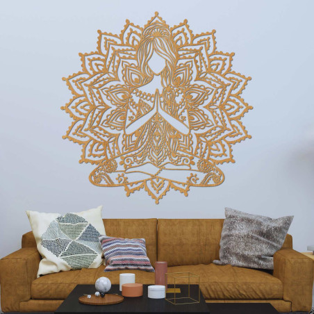3D dřevěný obraz jóga mandala – stylová nástěnná dekorace do obývacího pokoje.