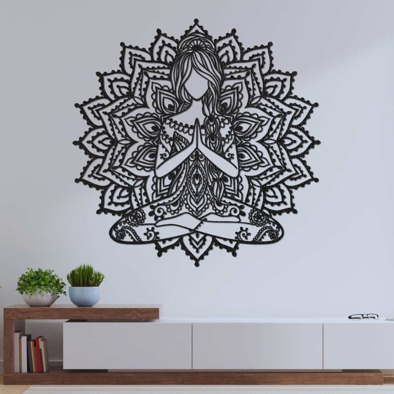3D dřevěný obraz jóga mandala – stylová nástěnná dekorace do obývacího pokoje.