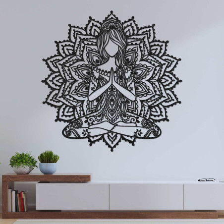 3D dřevěný obraz jóga mandala – stylová nástěnná dekorace do obývacího pokoje.