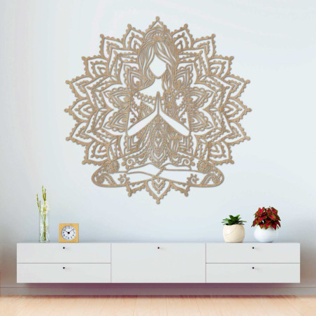3D dřevěný obraz jóga mandala – stylová nástěnná dekorace do obývacího pokoje.