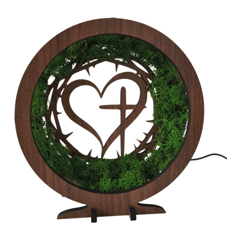 Hledáte jedinečný dárek? LED lampa s mechem a křesťanským symbolem je ideální volba.