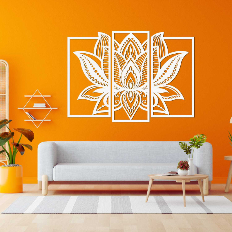 Moderní mandala lotos na zeď – harmonická dekorace do obývacího pokoje