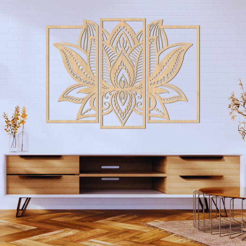 Moderní mandala lotos na zeď – harmonická dekorace do obývacího pokoje