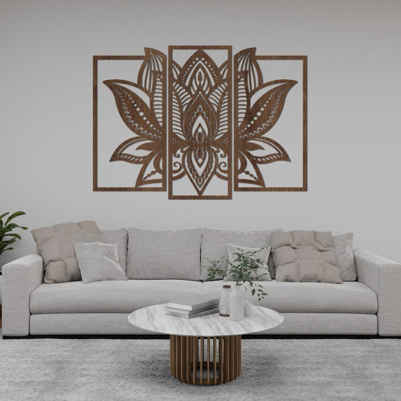 Moderní mandala lotos na zeď – harmonická dekorace do obývacího pokoje