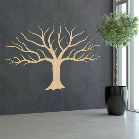 Stylový dřevěný strom na zeď zaujme detailním minimalistickým designem