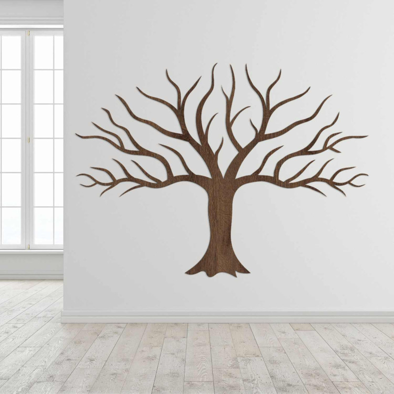 Stylový dřevěný strom na zeď zaujme detailním minimalistickým designem