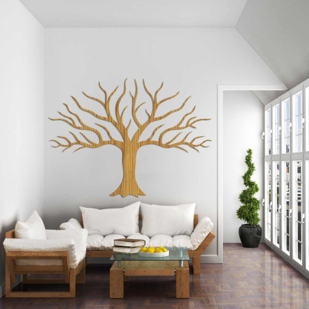 Stylový dřevěný strom na zeď zaujme detailním minimalistickým designem