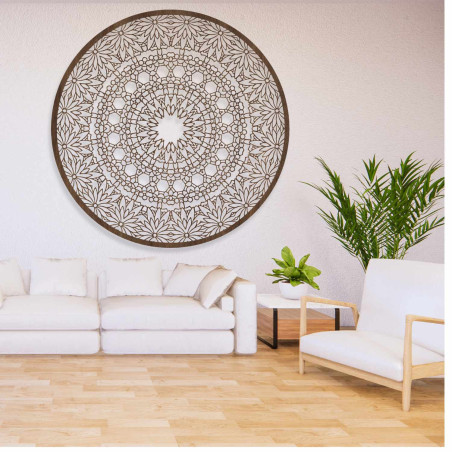 Moderní kruhový obraz mandala ze dřeva do obývacího pokoje