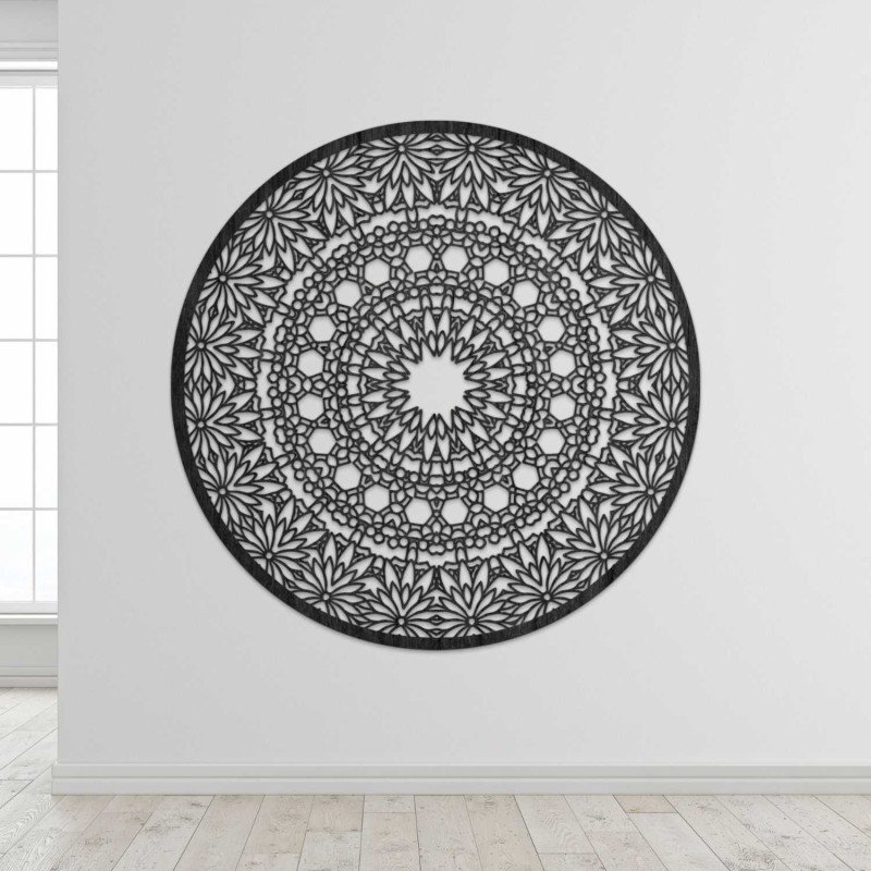 Elegantní obraz mandala ze dřeva do moderního domova