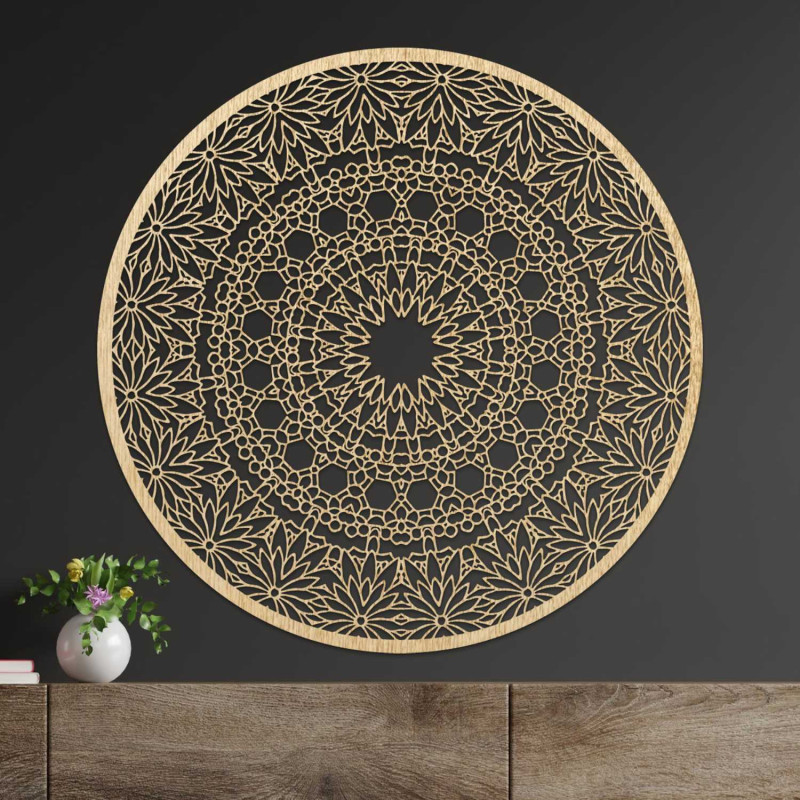Designová mandala na zeď s precizním geometrickým vzorem