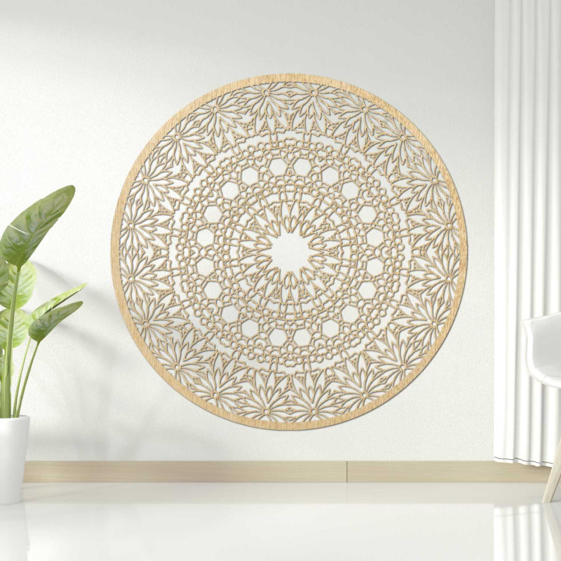 Designová mandala na zeď s precizním geometrickým vzorem