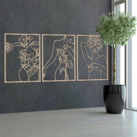 Designová dekorace na zeď s minimalistickými ženskými liniemi