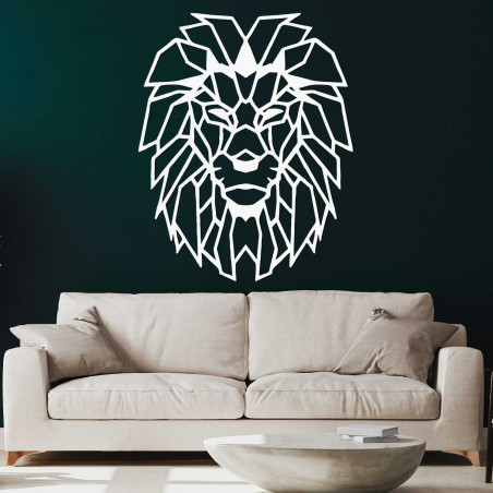 Moderní dřevěný lev na zeď s geometrickým uměleckým designem