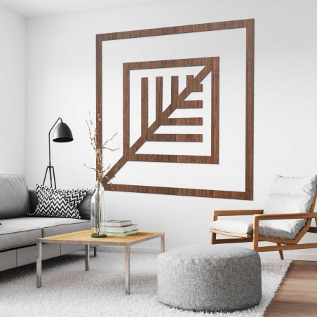 Elegantní nástěnná dekorace s geometrickým vzorem ze dřeva