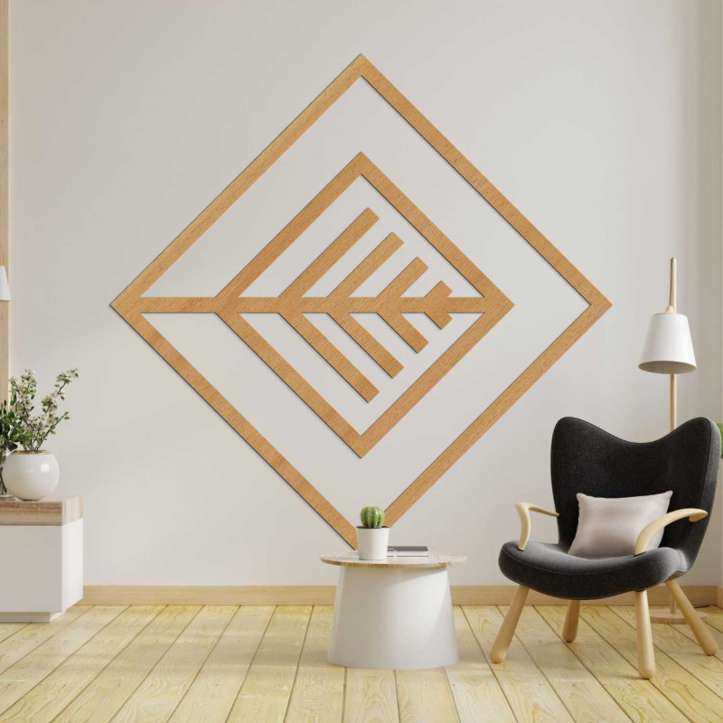Elegantní nástěnná dekorace s geometrickým vzorem ze dřeva