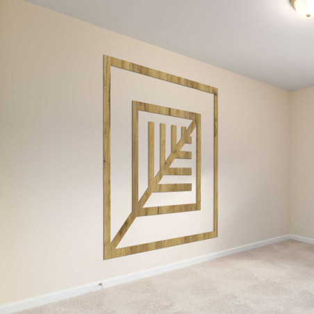 Elegantní nástěnná dekorace s geometrickým vzorem ze dřeva