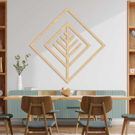 Elegantní nástěnná dekorace s geometrickým vzorem ze dřeva