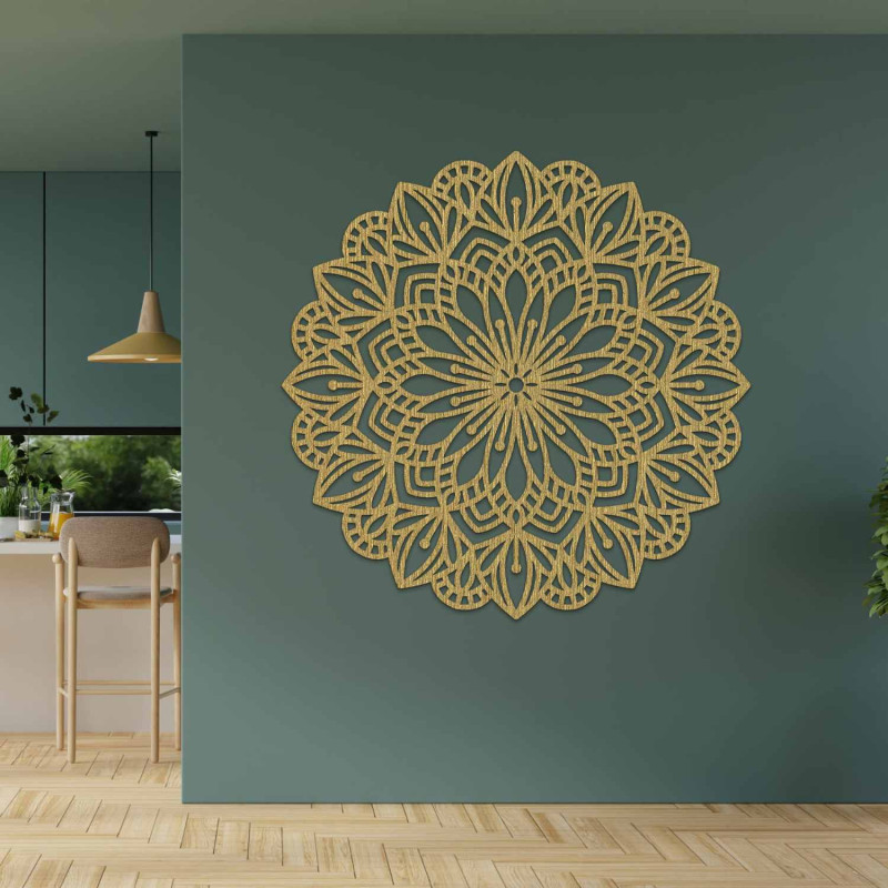 Elegantní mandala ze dřeva jako dekorace do moderního interiéru