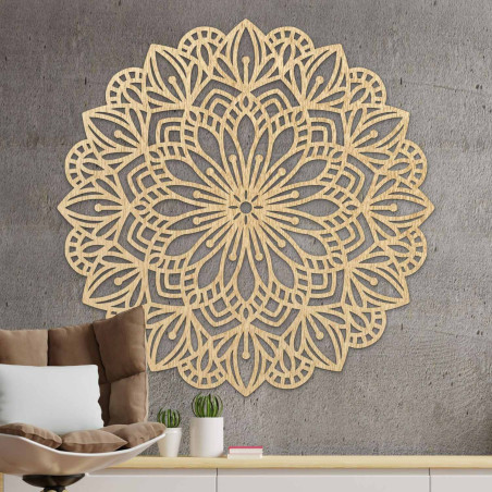 Elegantní mandala ze dřeva jako dekorace do moderního interiéru