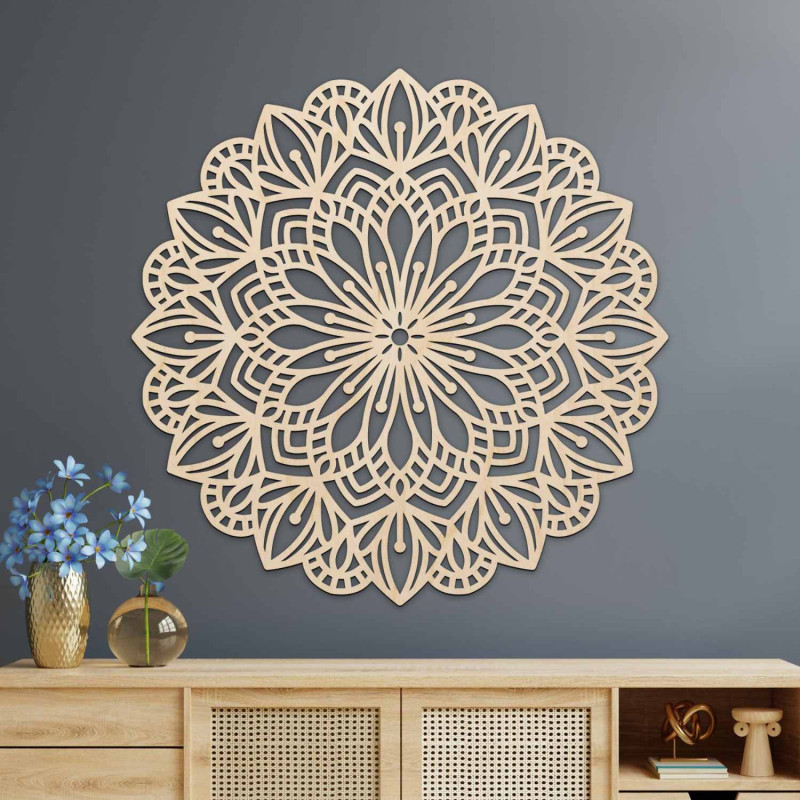 Elegantní mandala ze dřeva jako dekorace do moderního interiéru