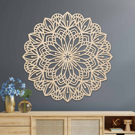 Elegantní mandala ze dřeva jako dekorace do moderního interiéru