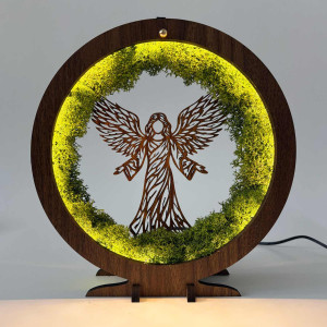 LED lampa Anděl ochrany se stabilizovaným mechem a jemným osvětlením 2
