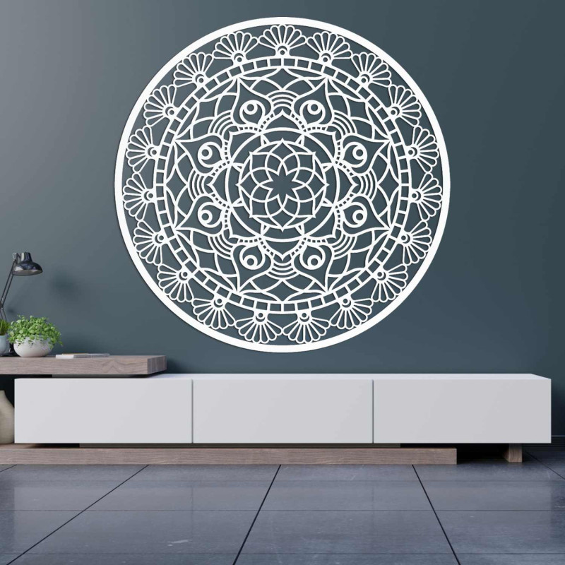 Dřevěná mandala na zeď symbolizující harmonii, rovnováhu a klid