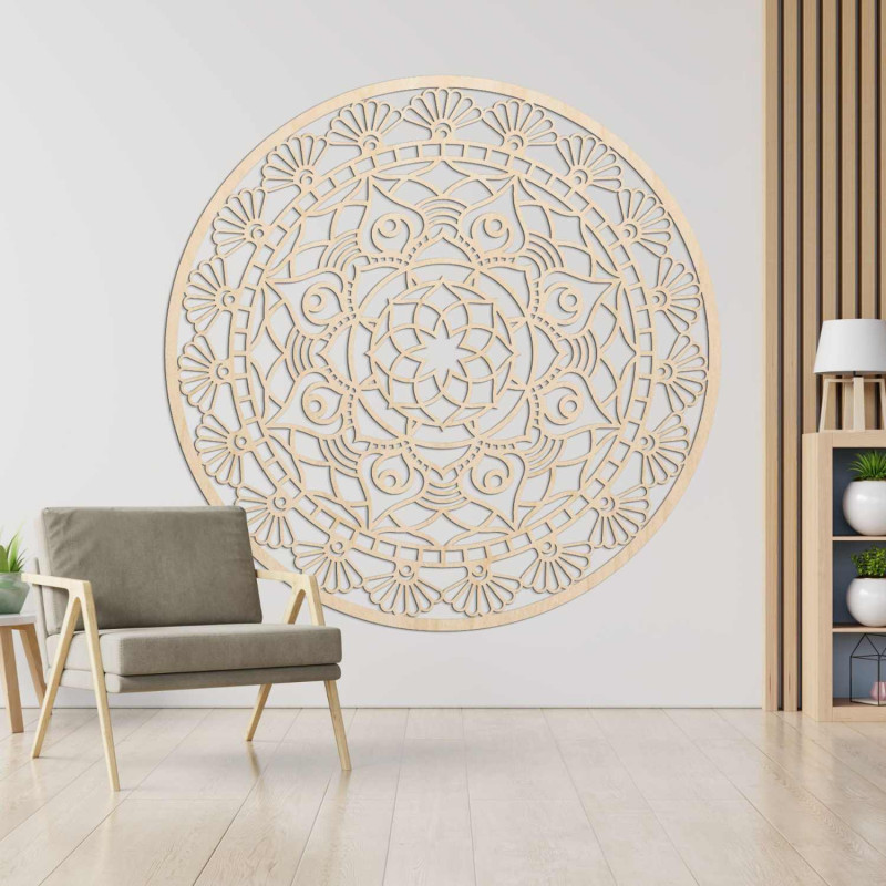 Elegantní nástěnná dekorace mandala s detailním geometrickým vzorem