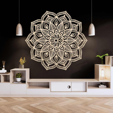 Luxusní dřevěná mandala na zeď vhodná do obývacího pokoje, ložnice i kanceláře