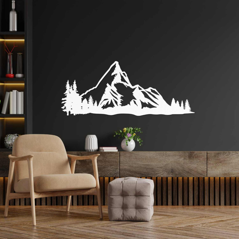 Dřevěný obraz Horské panorama – Moderní...