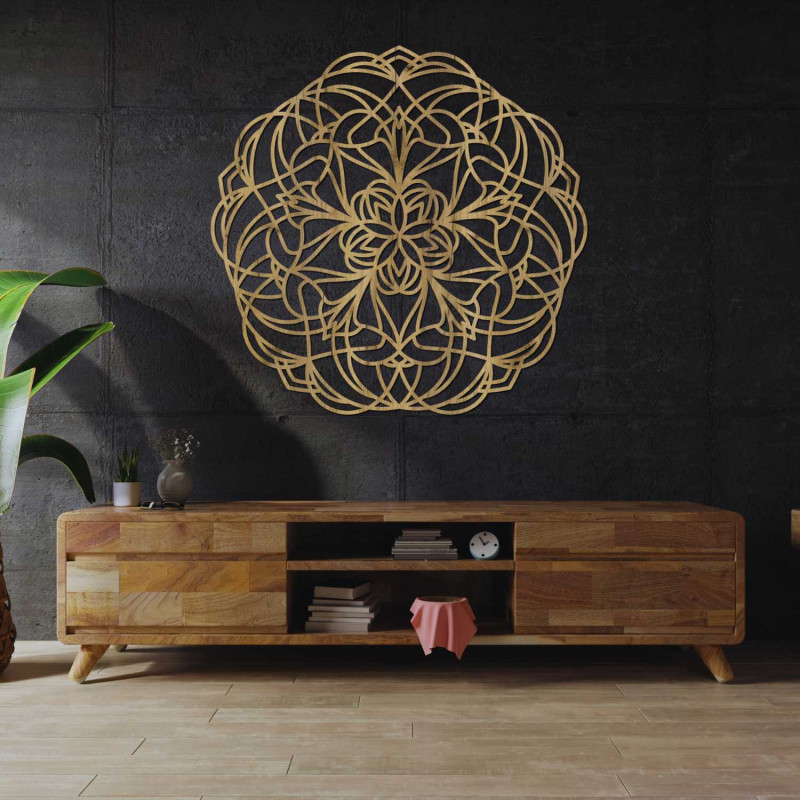 Elegantní dřevěná mandala jako stylová dekorace na zeď