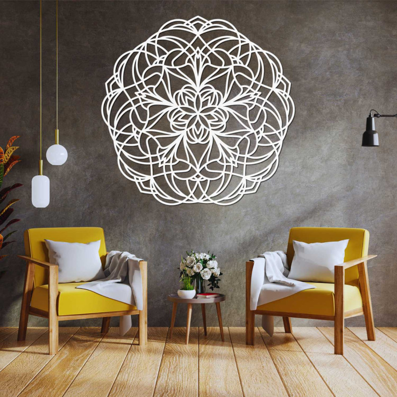 Elegantní dřevěná dekorace mandala do moderního interiéru