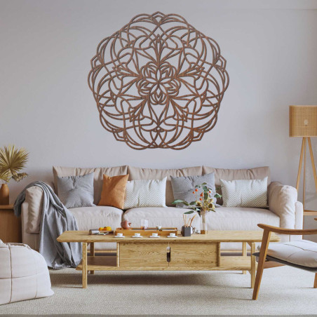 Elegantní dřevěná dekorace mandala do moderního interiéru