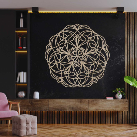 Elegantní dřevěná dekorace mandala do moderního interiéru