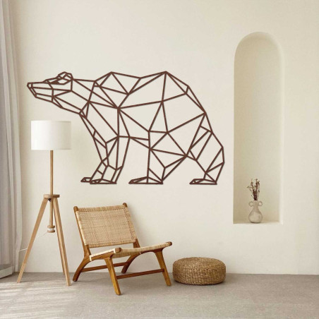 Moderní dřevěná dekorace medvěd v geometrickém stylu