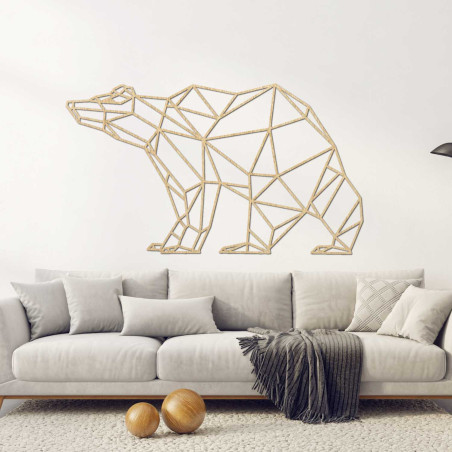 Moderní dřevěná dekorace medvěd v geometrickém stylu
